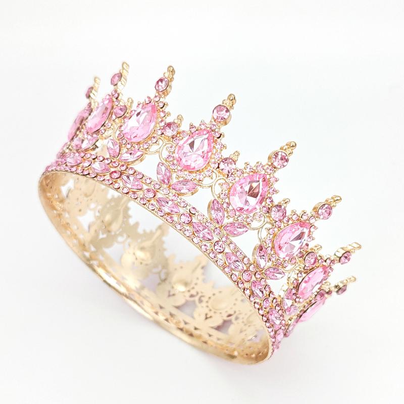 Best-selling European and American Baroque bridal round crown headpiece with…