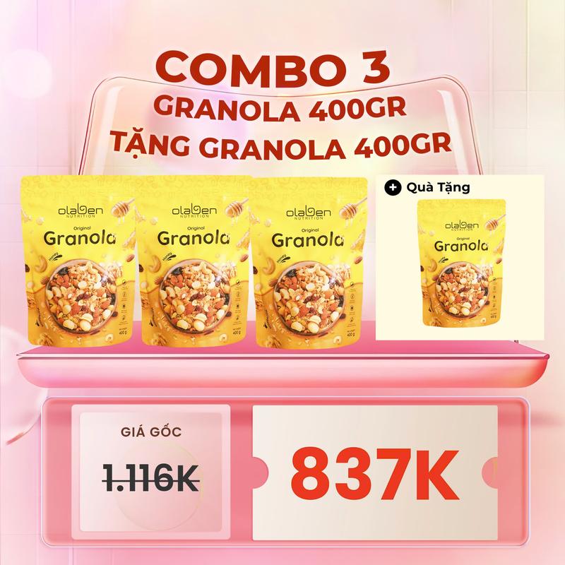 COMBO 4 Túi 400gr Siêu Hạt Granola Siêu Hạt Vị Truyền Thống - Ngũ Cốc Dinh Dưỡng OLABEN by OLABEN NUTRITION
