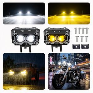 2 Faros LED 120W Doble Color Haz Alto/Bajo, Focos Antiniebla Impermeables 9-30V para Moto, Auto y Camión