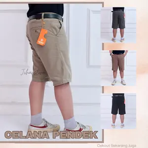 CELANA PENDEK KANVAS PRIA || KATUN TEBAL PREMIUM || CELANA DISTRO PRIA CASUAL  Santai  Dewasa Remaja Hitam Cream Abu Mocca