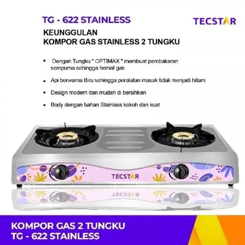 Kompor Gas 2 tungku SNI Tahan Karat Peralatan Masak Api Biru 0