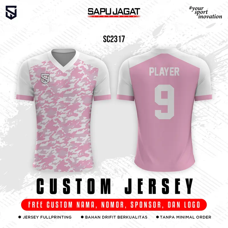 Jersey Voli Jersey Bola Jersey Futsal Jersey Printing Pink Pattern Free Nameset Bisa Pesan Satuan 0