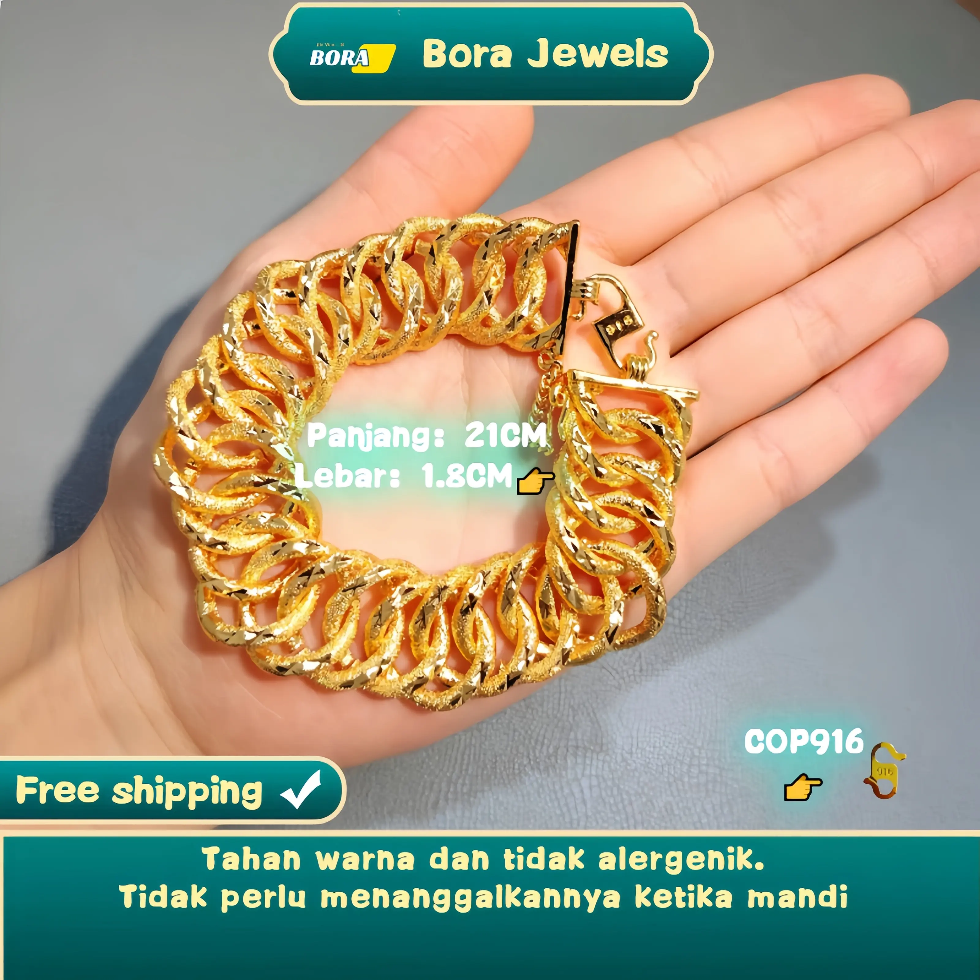 Gelang Tangan Sandblasted Gajah, Reka Bentuk Unik, Menampilkan Pesona Pergelangan Tangan yang Istimewa Emas Bracelets,lace jipun circle  chain adjustable  bracelets cop916 emas korea 916 lipan  kait