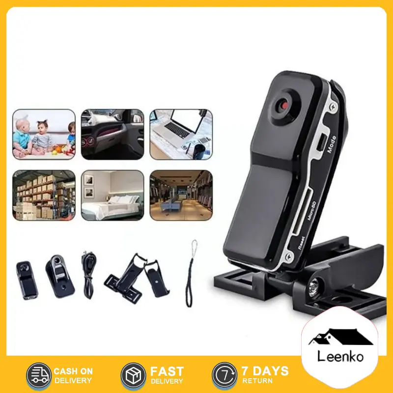 Leenko Kamera MD80 sepeda keselamatan di luar ruangan HD camera mini hidden camera 1080P mini camcorder kamera mini kamera tersembunyi DVR webcam kamera cctv mini sambung ke hp kamera mini tersembunyi Adaptor Hitam Led Monitor Spy Jam Wifi Pc