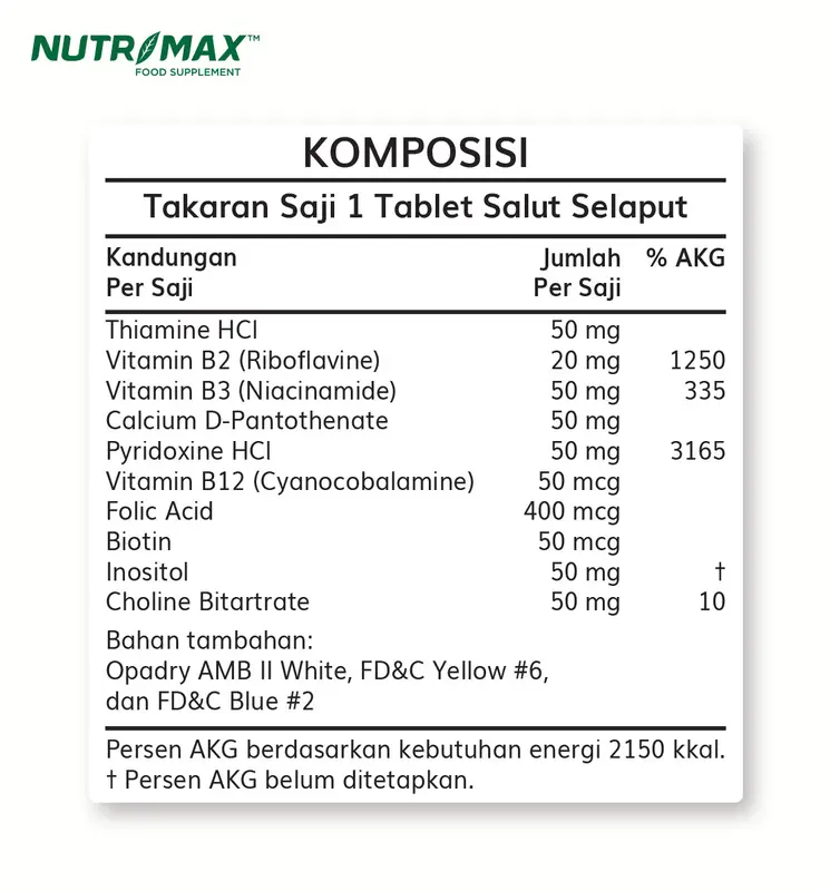 NUTRIMAX B COMPLEX ISI 30 TABLET 1