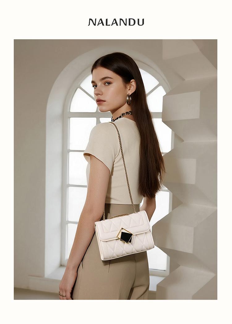 NALANDU Tas Rantai Wanita ELEGAN [Multiway] - Tas Selempang Bahu Trendy, Kulit PU Berkualitas, Tas Kempyeng Modis