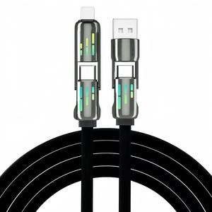 TEILYBAO 4 in 1 USB充電ケーブル、240W急速RGB充電コード iPhone 16/15/14/13、iPad、Androidスマホ、MacBook、タブレットなど対応
