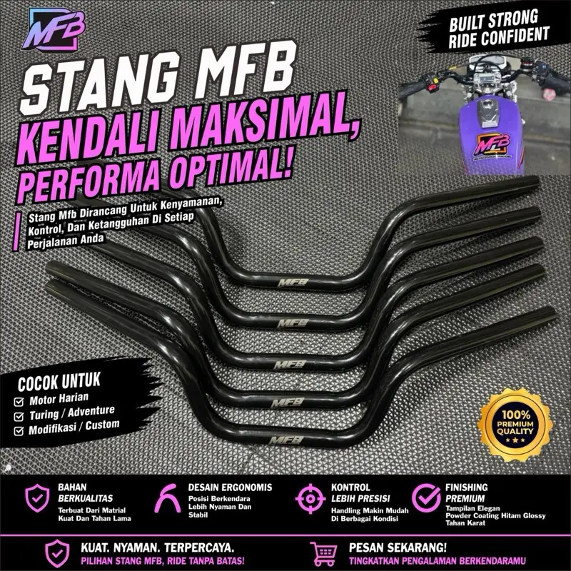 STANG SETANG MFB RX KING RXS SPESIAL YT CUSTOM HITAM BANDUNG STYLE  (LASER)