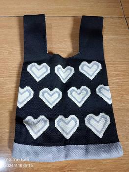 Product Review of Knit knot bag korea premium Tote bag rajut kekinian motif garis hitam Tas wanita mini fashion Totebag kecil cantik Top handle bag trend Thailand import termurah from p**y 0