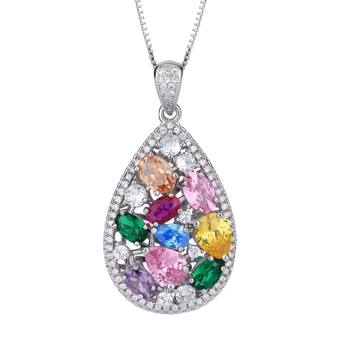 Lux Co.Colorful life!High-end color tourmaline personalized fashion necklace and earrings ring.