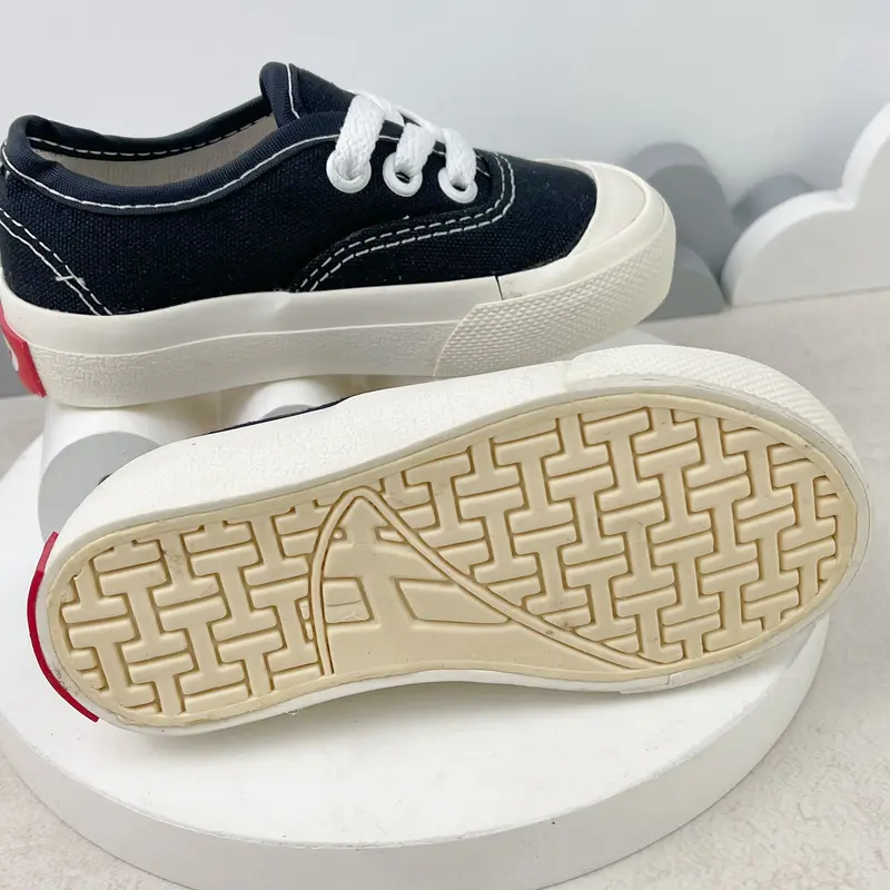 HONEYHOPE Sepatu Basic Anak Laki Laki Dan Perempuan Hitam Putih Tali Auth Fashion Anak 2