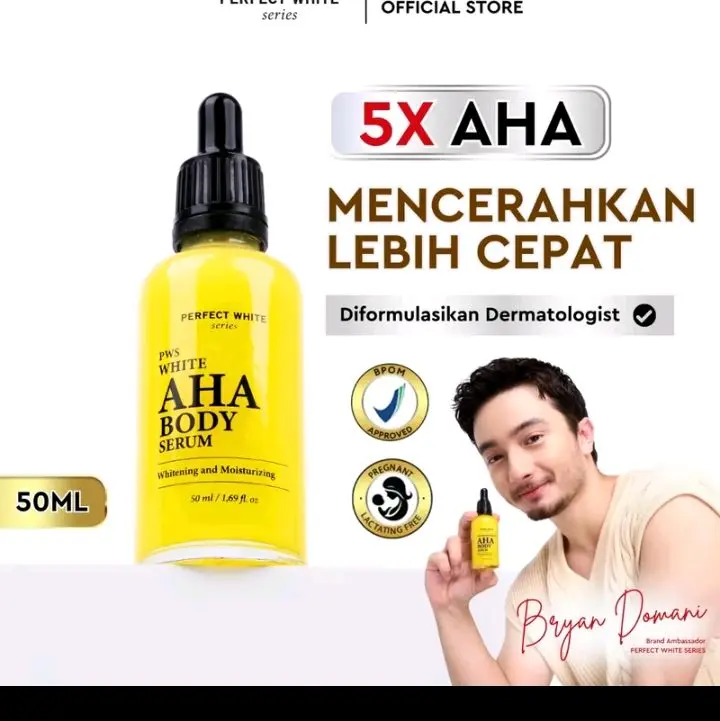 50 ML PERFECT WHITE AHA BODY SERUM whitening and moisturizing 5X AHA MENCERAHKAN LEBIH CEPAT