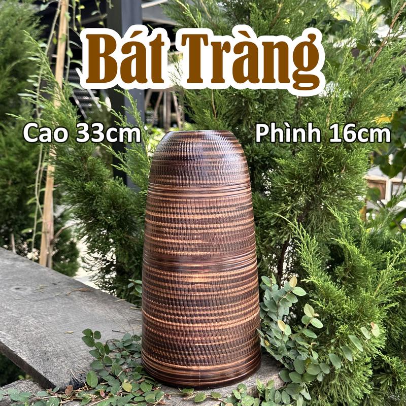    LIVE   Bình Chuông Men Nâu Mộc Cắm Hoa decor Gốm Sứ Bát Tràng 