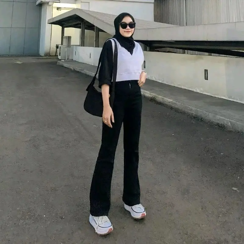 SBL Highwaist Cutbray Jeans Wanita Kekinian Celana Denim Panjang Kerja Hitam Street Style Pas trendy jeans abu kehitaman combinasi hijau Nyaman Biru Muda 3