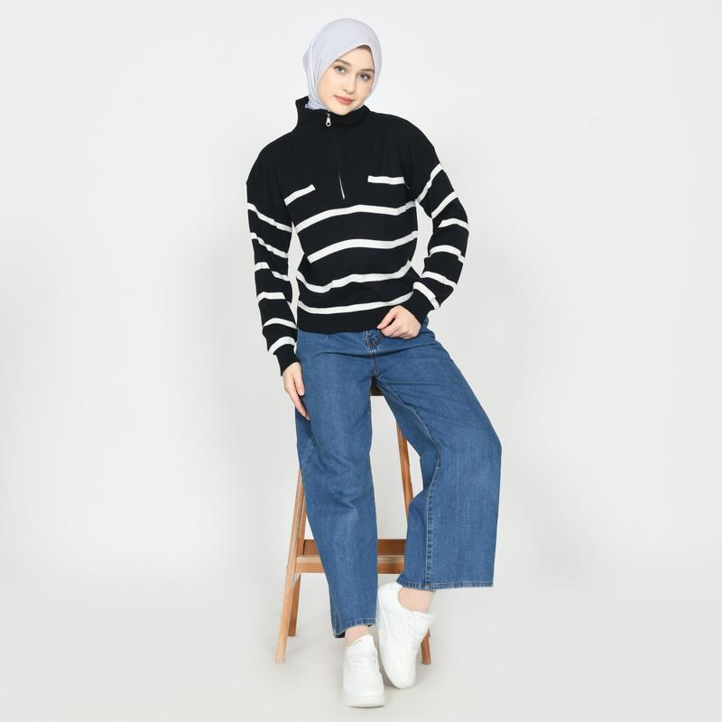 Product Introduction of (Produk Baru) Outer Blouse Rajut Wanita Zipper Crop Top  Korean Style Bahan Lembut Premium 47