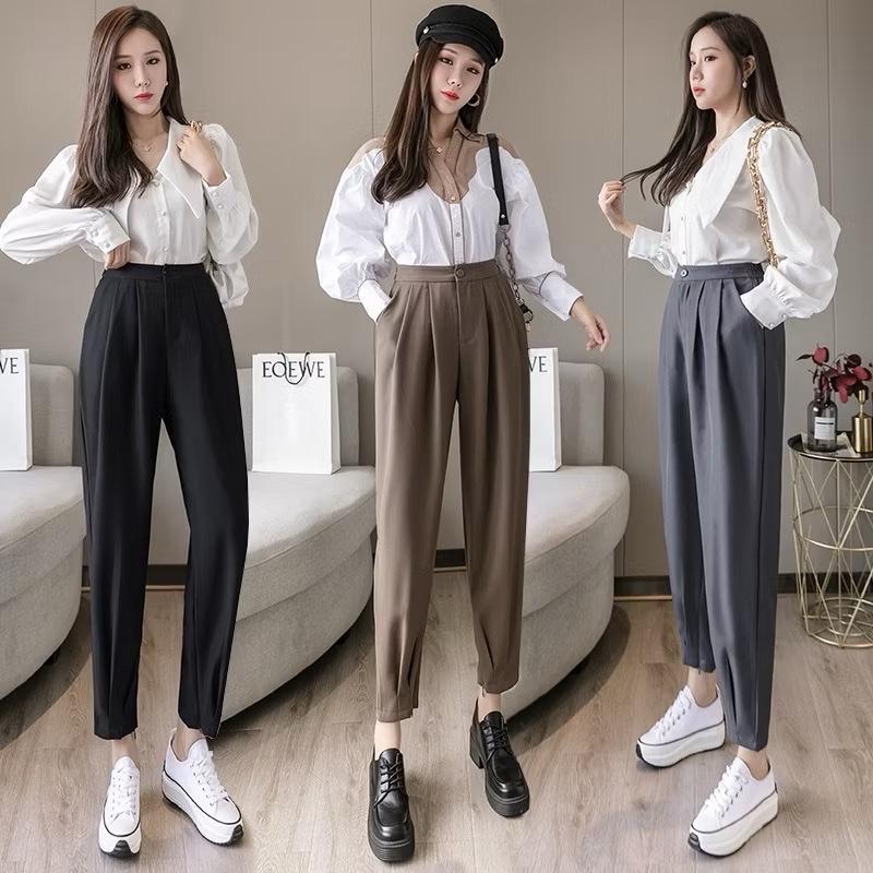 Quần tây nữ lưng cao công sở đẹp xếp ly gấu khóa lưng chun sau Q115 ( đi học đi làm đi chơi ) 1