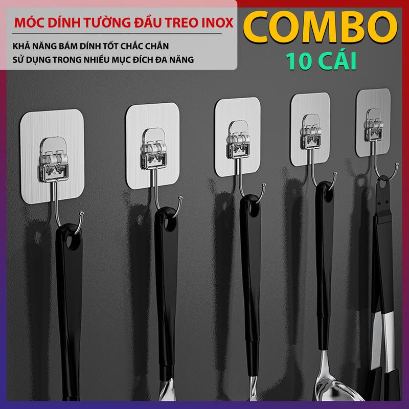 COMBO 10 Cái Móc Dán Tường Siêu Dính MD-01 Móc Dính Tường Inox 304 Móc Treo Đồ Đa Năng Tiện Ích Bền Bỉ Dễ Sử Dụng