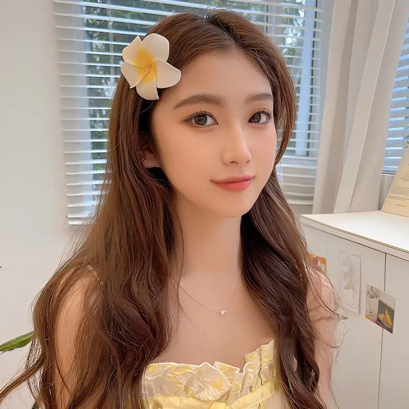 JH Jepit rambut bunga kamboja aksesoris jepitan wanita hiasan rambut cantik ukuran 6cm 0