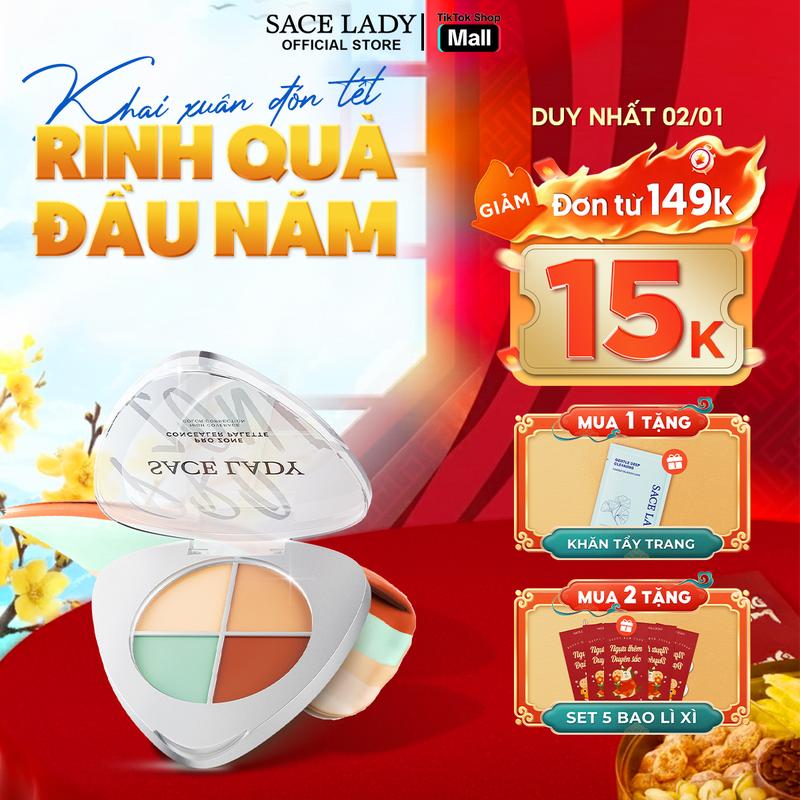   LIVE  Che khuyết điểm Palette SACE LADY hỗ trợ Không thấm nước 5.6g Cosmetic Mỹ Phẩm kem che khuyết điểm 