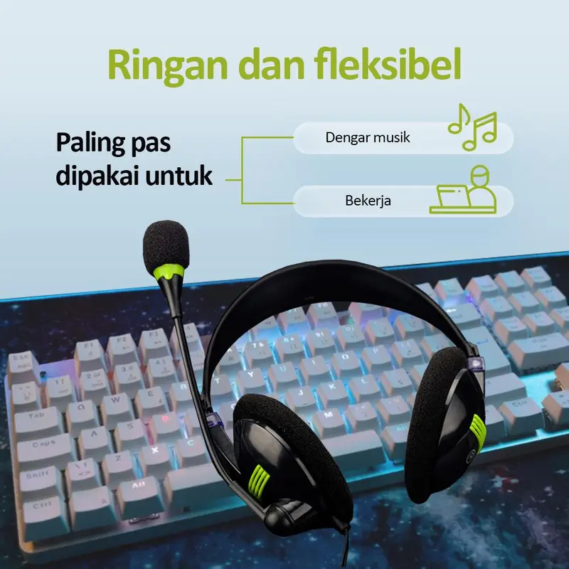 Bonkyo Wired headset business operator special headset USB headset  cable Headphone Hitam Earphone Subwoofer Microphone 1