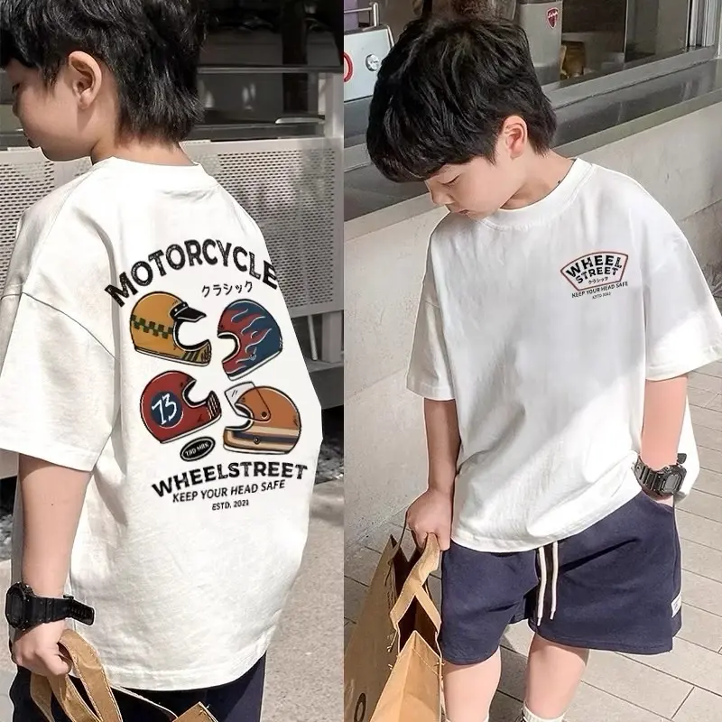 Motorcycle Kaos Anak Korea Style Motif Kartun Lucu, 100% Cotton Combat 30s, Adem & Nyaman – Bisa CO