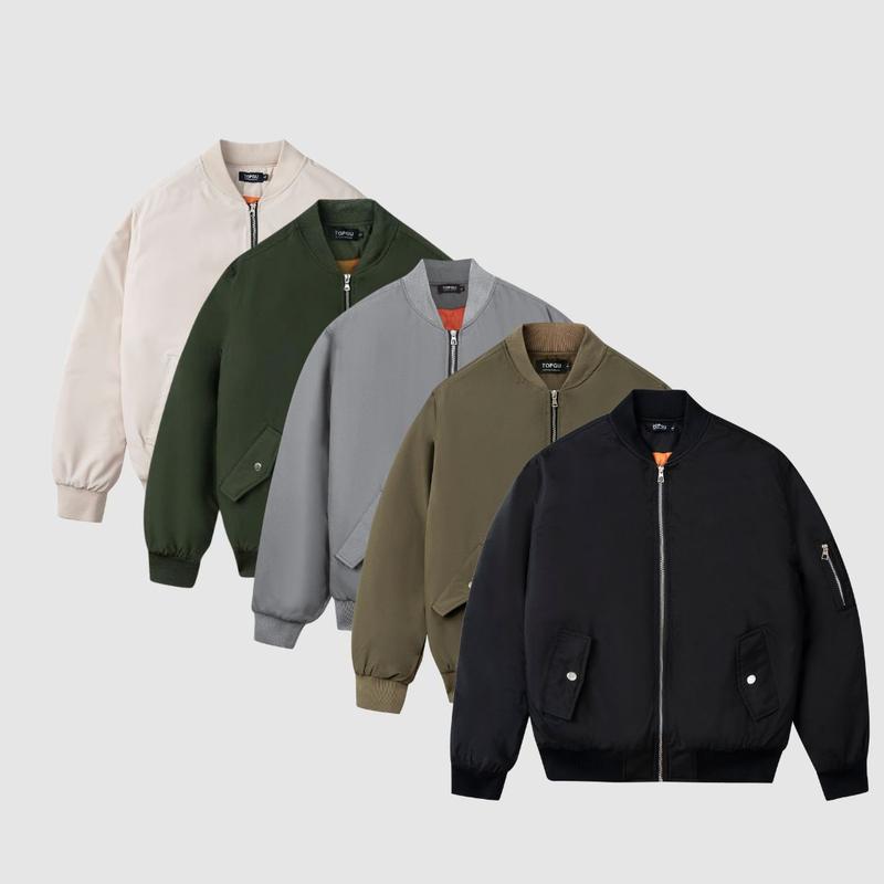 Áo khoác Bomber Nano TOPGU siêu đẹp, vải gió 3 lớp, lót trần trám dày dặn trẻ trung Menswear Nam Kem Jacket
