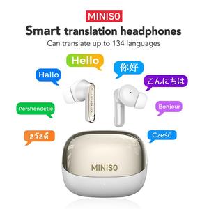 Limit 500 only!【Get free gifts】MINISO MS106 AI Bluetooth earphones Terjemahan dalam 134 bahasa Video call translation, Terjemahan Pintar AI, Kawalan Sentuhan Pintar, Kualiti Panggilan HD, Penilaian Kalis Air IPX5, Serasi dengan Telefon iOS dan Android