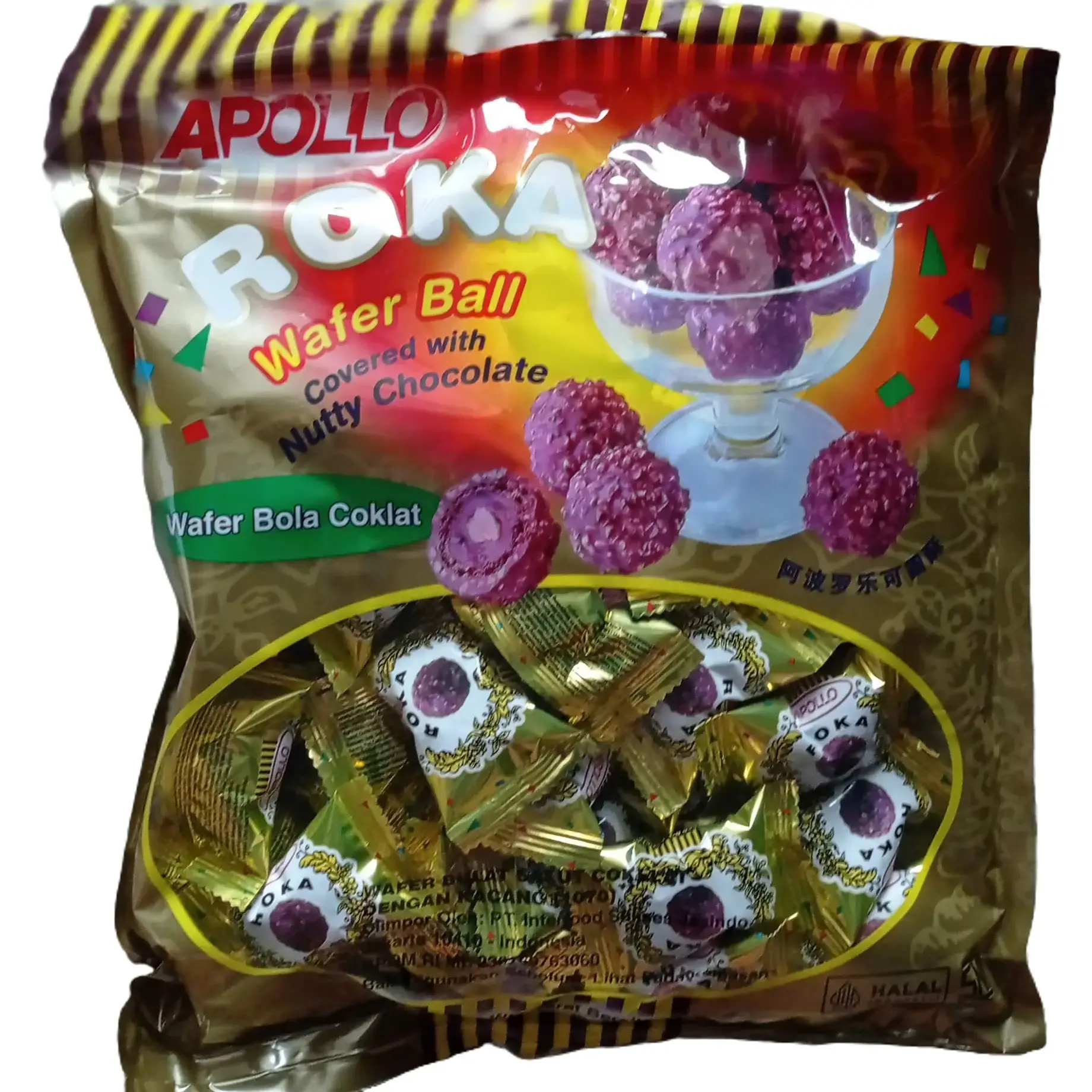 Apollo Roka Chocolate Refill Wafer Ball 420G / Roka Coklat 70pcs Snacks ( Exp 18 -05-2026 Cokelat Camilan