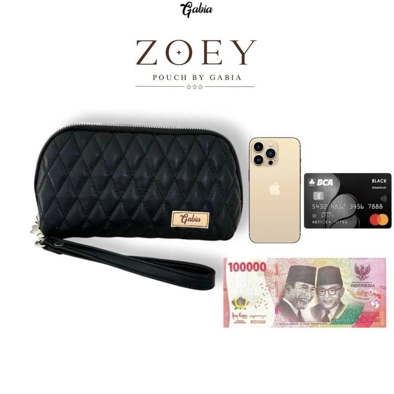 Product Introduction of GFR - Zoey By Gabia Pouch wanita simpel  pouch bordir terbaru murah/multifungsi muat make up/hp bahan kulit sintesis 1