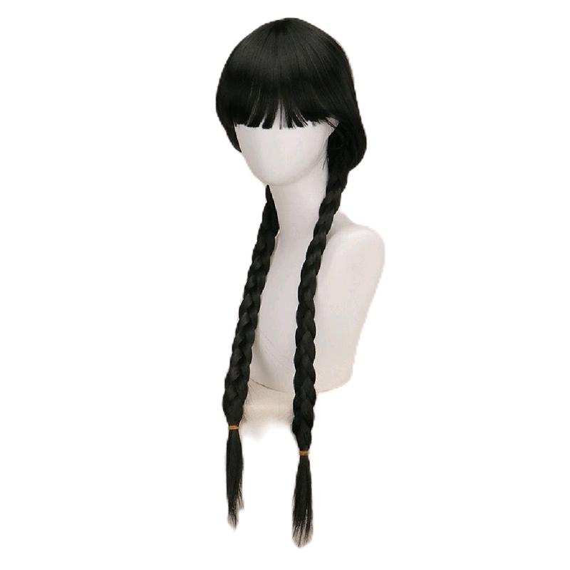 wig kepang dua poni depan wig kepang dua csplay wenesday 2