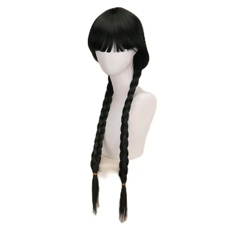wig kepang dua poni depan wig kepang dua csplay wenesday 2
