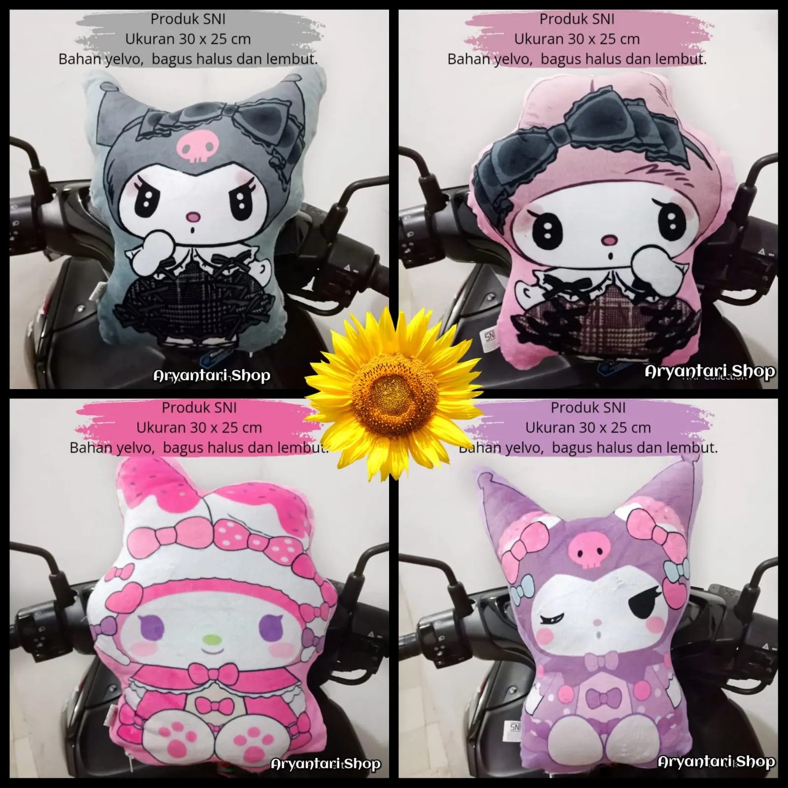 Bantal Stang Motor Anak Sanrio Kuromi Melody Hello kitty SNI