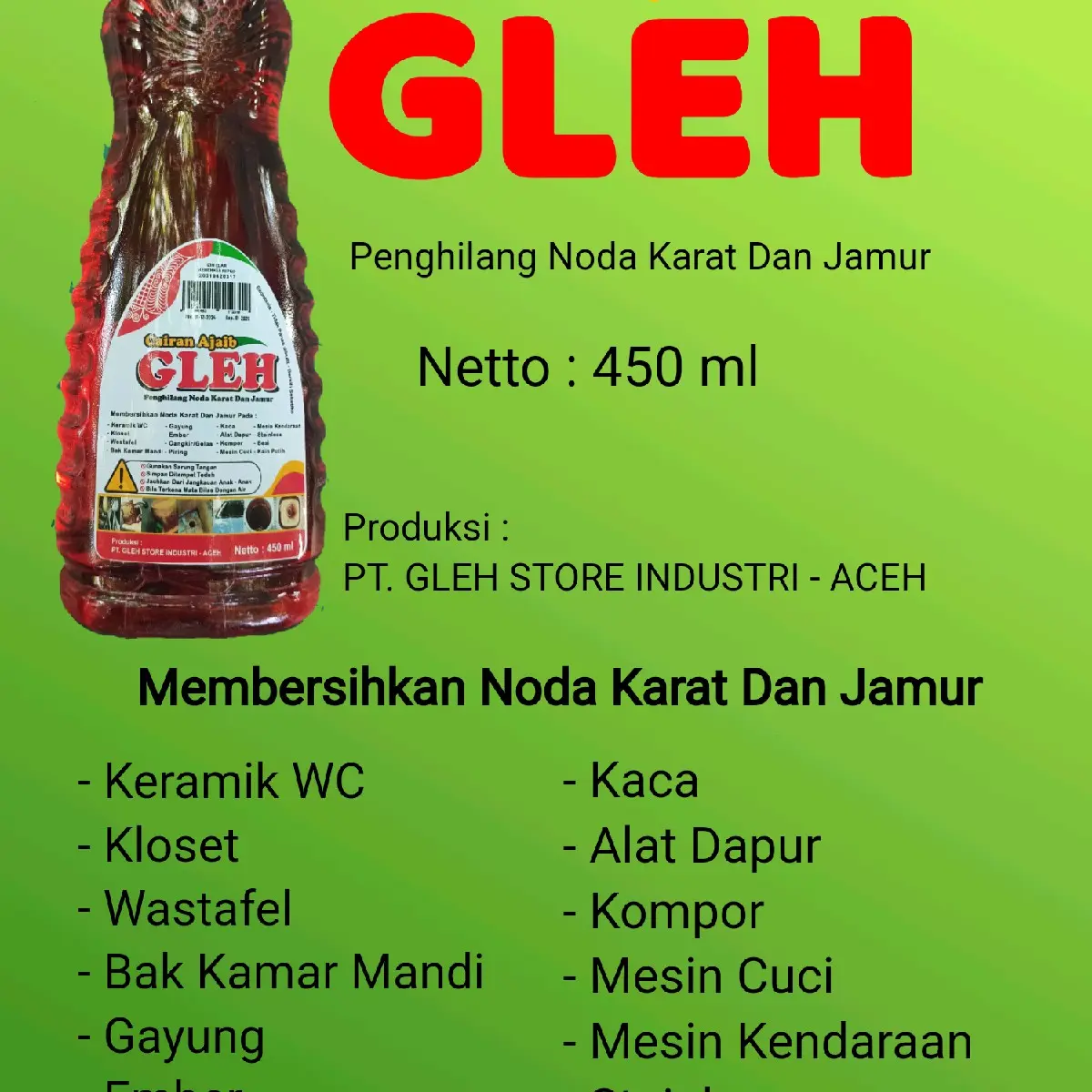 gleh pembersih / cairan pembersih , cairan ajaib