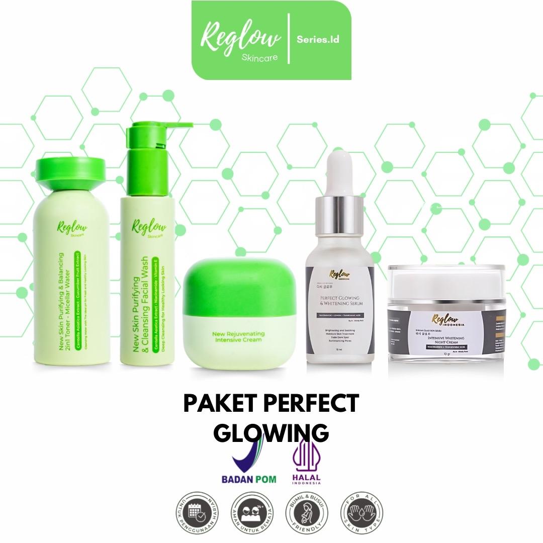 [Bundling] Reglow Paket Lengkap Glowing Skin Tritment Facial wash 2in1 Toner micellar water serum Day cream Night Cream BPOM Original