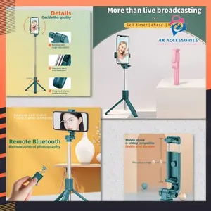 Tongsis Tripod Bluetooth 4in1 Tongkat Selfie Remote Action Cam macaron R1