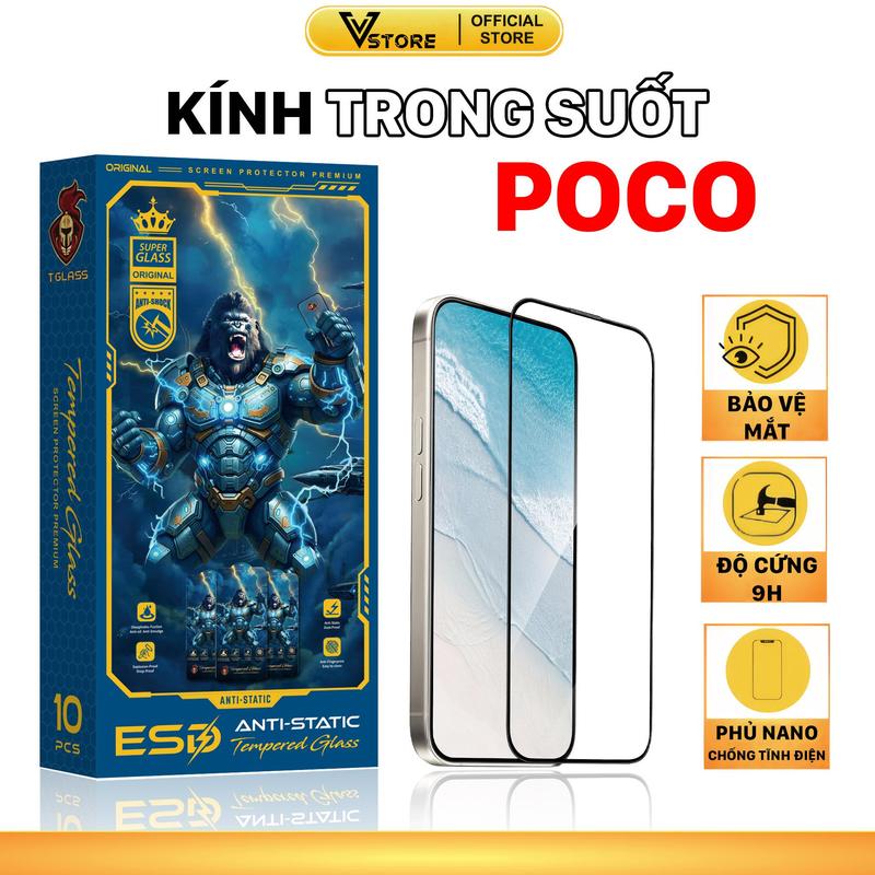  Kính cường lực cho xiaomi poco x7 x6 x5 x4 x3 x2 pro neo gt 4g 5g king ánh sáng xanh| miếng dán bảo vệ màn hình Vstore  Phụ Kiệngkong phủ nano chốn 