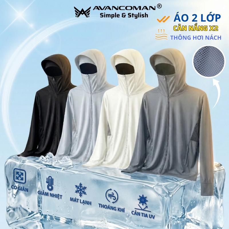 Áo Chống Nắng Nam Thun Lạnh 2 Lớp AVANCOMAN Chống Tia UV Cao Cấp Thoáng Khí Che Kín Mặt & Lưới Thông Hơi Nách Mùa Hè 2026