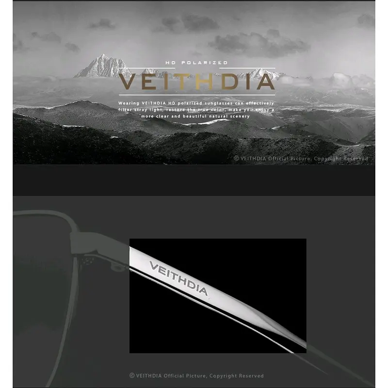 Kacamata Vintage UV Polarized VEITHDIA untuk Pria dan Wanita - Sunglasses, Lensa, Aksesoris, Eyewear 5