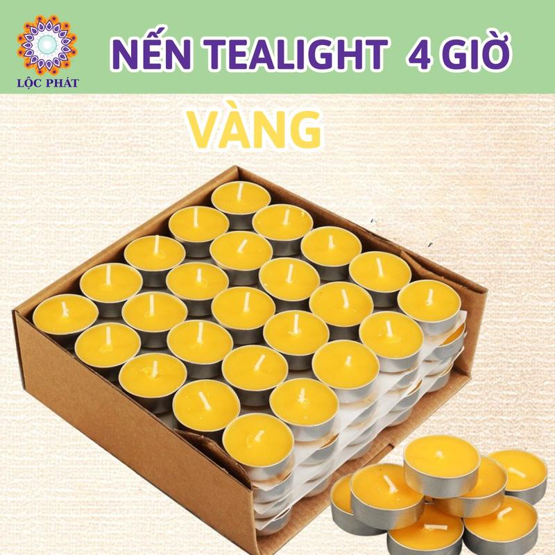 100 Viên Nến Tealight Vàng – Cháy Lâu 4 Tiếng – Không Khói Thơm Nhẹ – Dùng Cúng Tam Bảo Thiền Định Xông Tinh Dầu Spa Nến Tealight Hoa