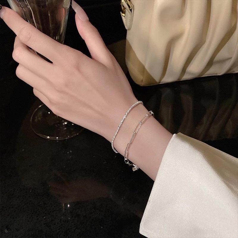 ￼Gelang cincin perak polos untuk wanita musim panas dengan desain khusus, gelang sederhana modis 1