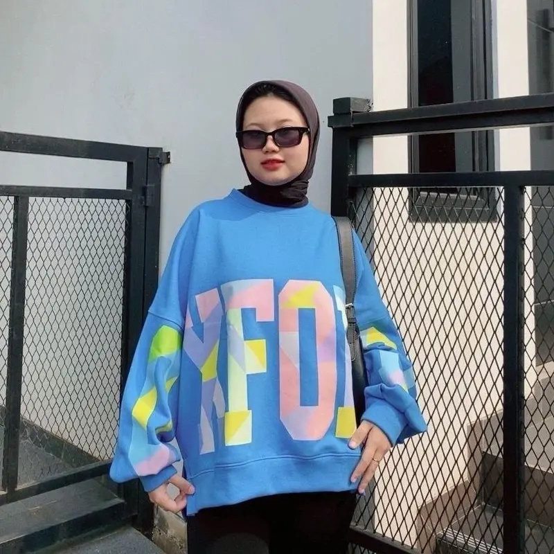Oxford Series - Sweater Oxford Oversize - Sweater Aesthetic Bahan Katun Fleece - Crewneck Cewek Atasan Wanita 0