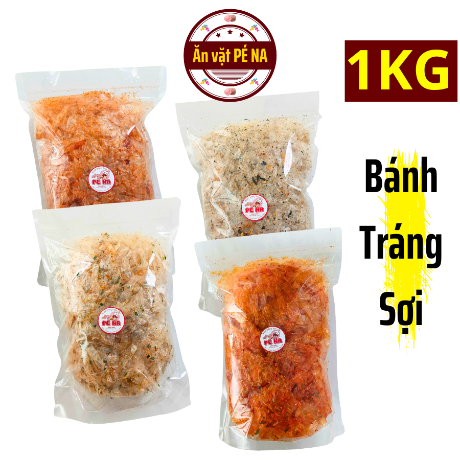 1Kg Bánh tráng Sợi (Đặc sản Tây Ninh) - Ăn vặt Pé Na Food Snack Thức Ăn (xèki tôm. hành phi...)