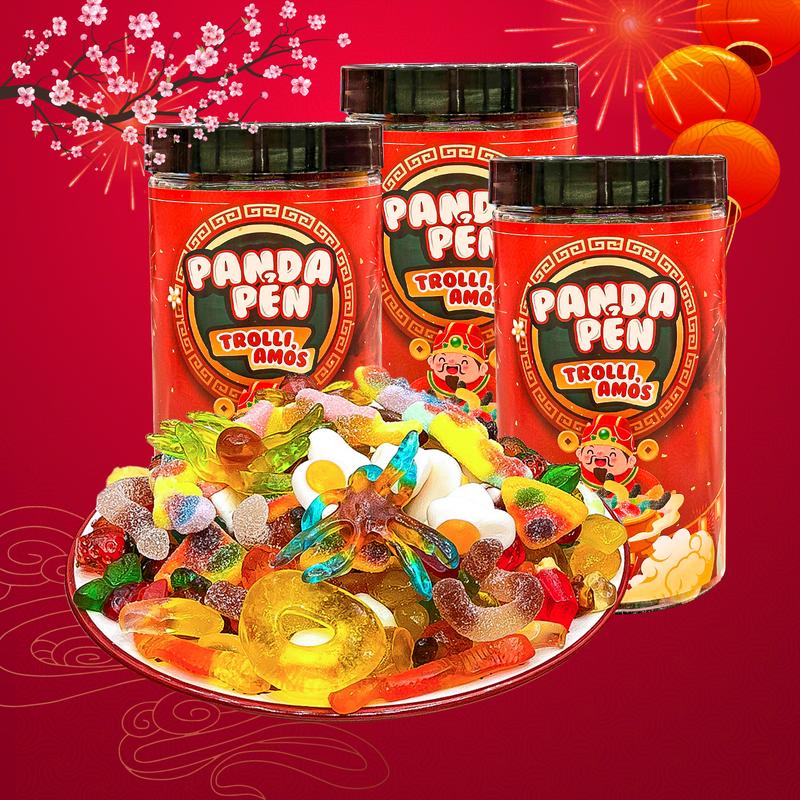TẾT Kẹo dẻo thương hiệu Đức Ăn Vặt panda Pẻn Sản phẩm Mix sẵn Thức Ăn không chảy nước kẹo sáp dẻo Candy Food