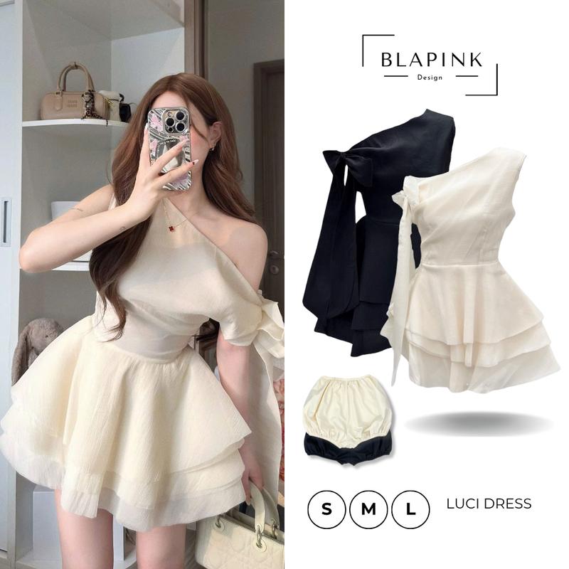 BLAPINK Váy Tiểu Thư Sang Chảnh Luci Dress Cột Nơ Chân Váy Xoè Tầng Tặng Kèm Quần Bảo Hộ Phong Cách Tiểu Thư Sang Trọng