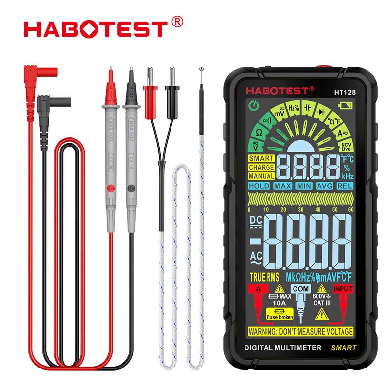 HABOTEST HT128 Smart Digital Multimeter Rechargeable Non-Contact Touch Screen Multimetro Tester transistor 6000 Counts True RMS NCV Auto Range DC/AC Voltmeter 1