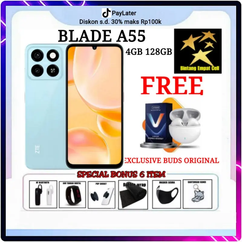 (PROMO LIVE) ZTE BLADE A55 4/128 GARANSI RESMI 0