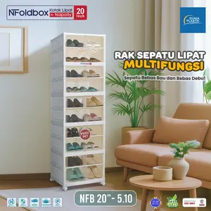 Kotak Sepatu Box/Lemari Sepatu Lipat/Rak Sepatu Plastik/ Lemari Tas/Rak Kosmetik/ Lemari Buku/ Rak Buku/Lemari Baju NFB 20" Dunia Plastik