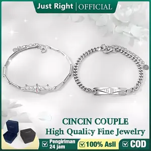 【COD Free Gift Box】JR Jewel Gelang Couple Perak - Desain Princess & Knight | Hadiah Anniversary | Model Minimalis Elegan