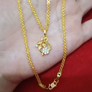 kalung dan liontin koin mesin lapis emas 24k