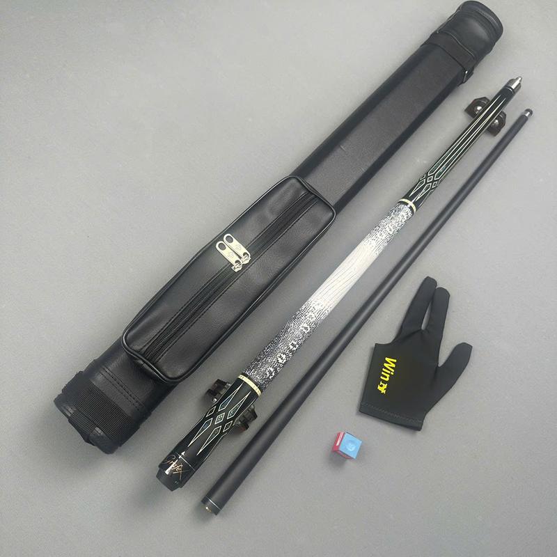 Cơ bida phủ carbon Ruby 2 tay da kì đà - Đầu cơ đã nâng tẩy kính (tặng kèm bao da găng lơ phụ kiện) Sport Gậy Bida ngọn